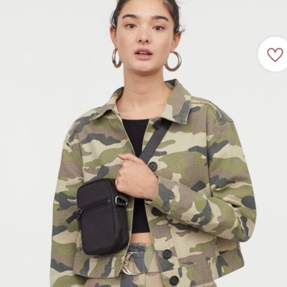 H&M Cargo Camo jacket Khaki Green/Pattern Size S - Picture 3 of 5